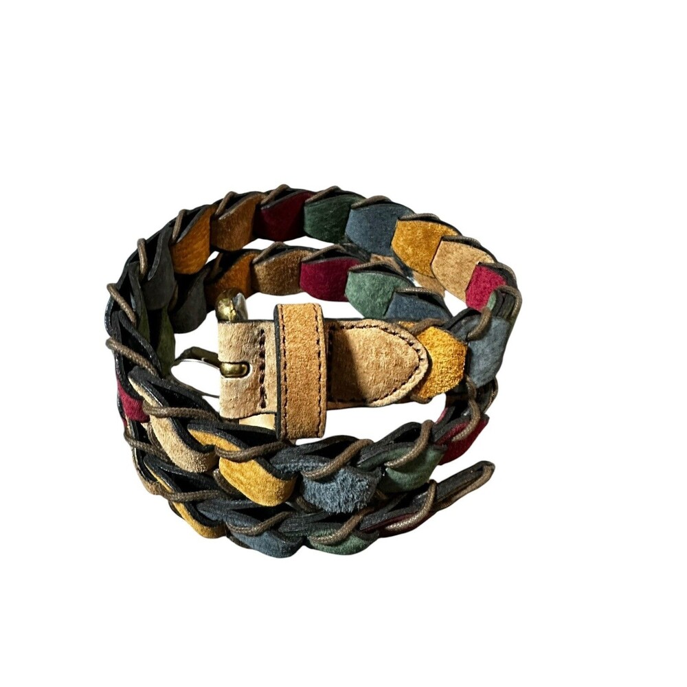 St. John’s Bay Vintage 1990’s Suede Leather Multicolored Split Pig Chain Belt
